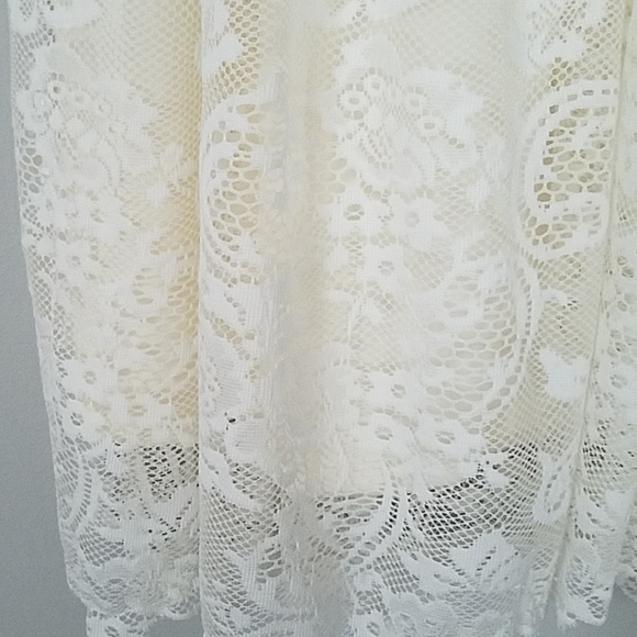 Boho Off White Midi Lace Overlay Skirt - Picture 3 of 4